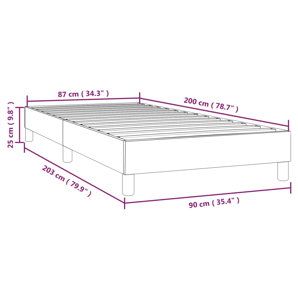 vidaXL Estructura de cama de tela gris taupe 90x200 cm