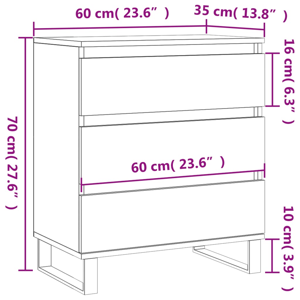 vidaXL Aparador de madera contrachapada gris Sonoma 60x35x70 cm