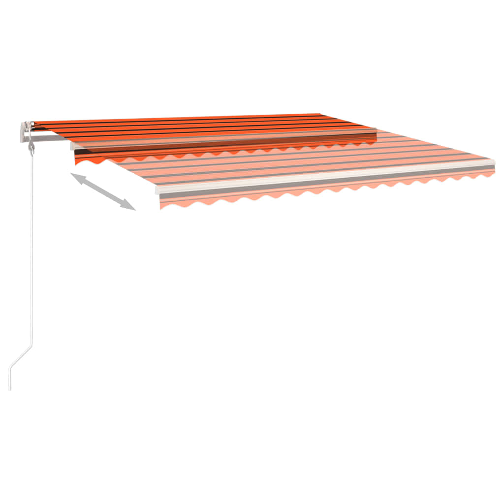 vidaXL Toldo retráctil automático con postes naranja y marrón 4,5x3 m