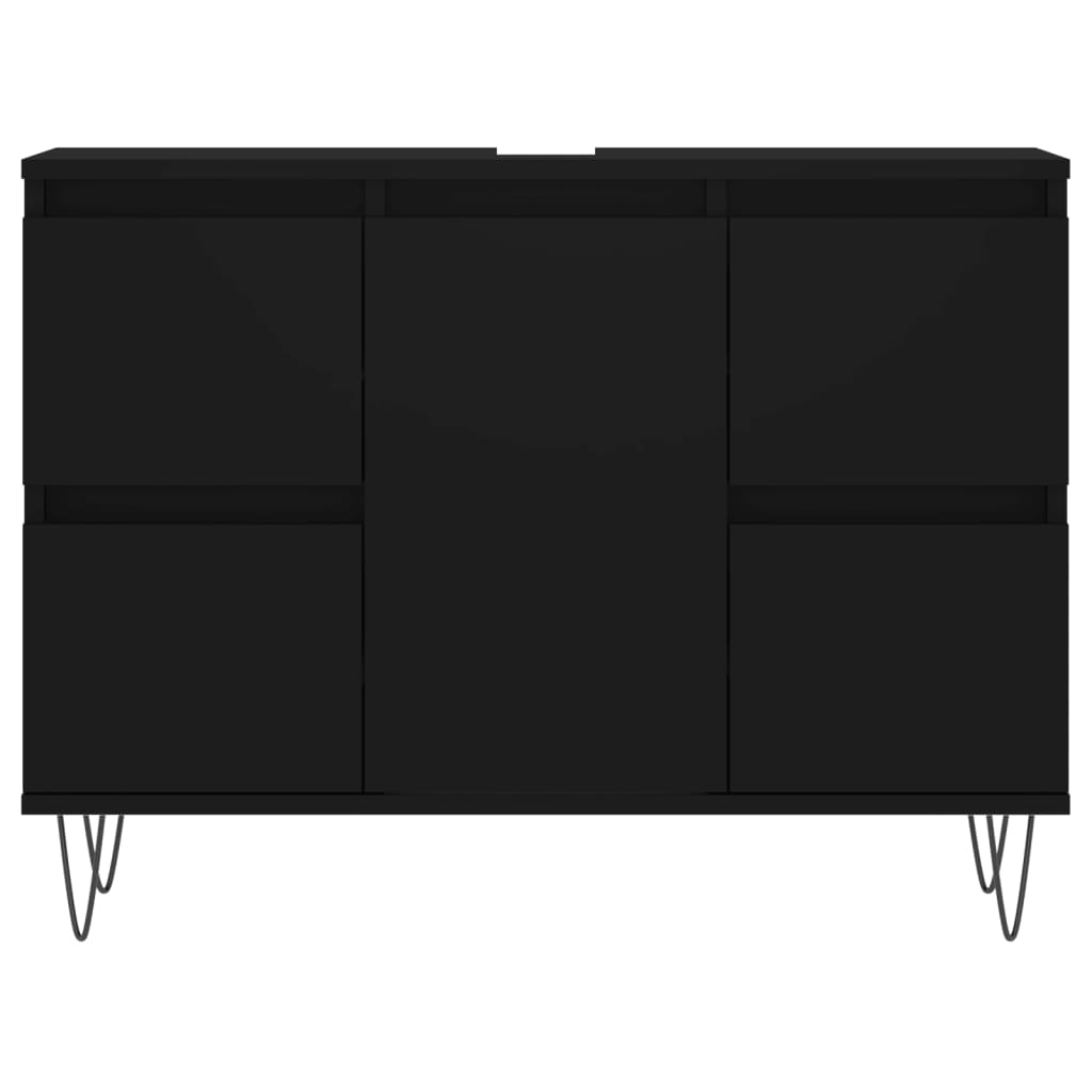 vidaXL Mueble de baño madera de ingeniería negro 80x33x60 cm