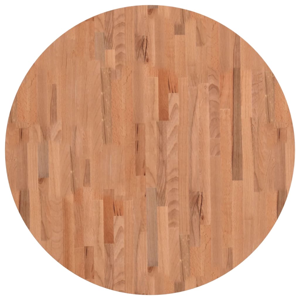 vidaXL Tablero redondo de madera maciza de haya Ø90x4 cm