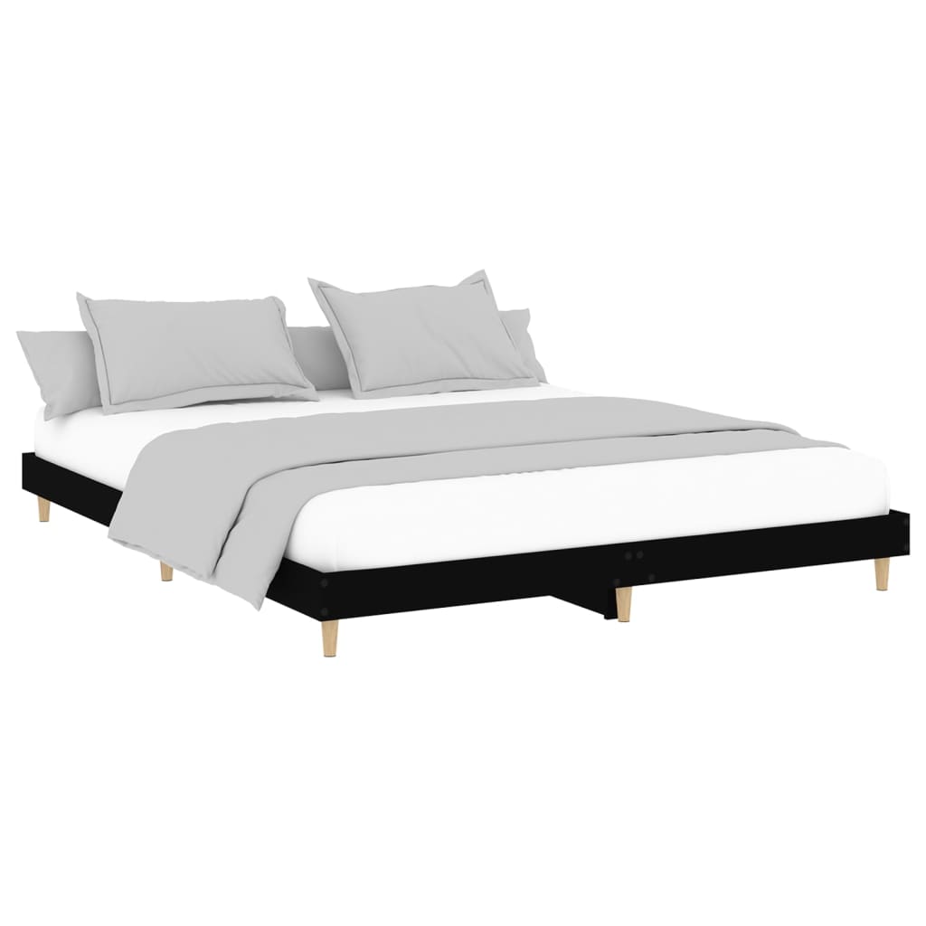 vidaXL Estructura de cama madera de ingeniería negra 150x200 cm