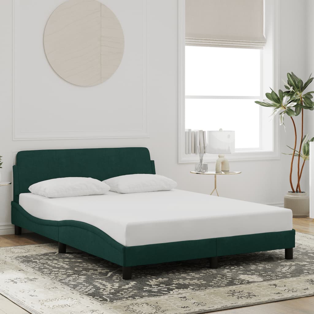 vidaXL Estructura cama sin colchón terciopelo verde oscuro 120x200 cm