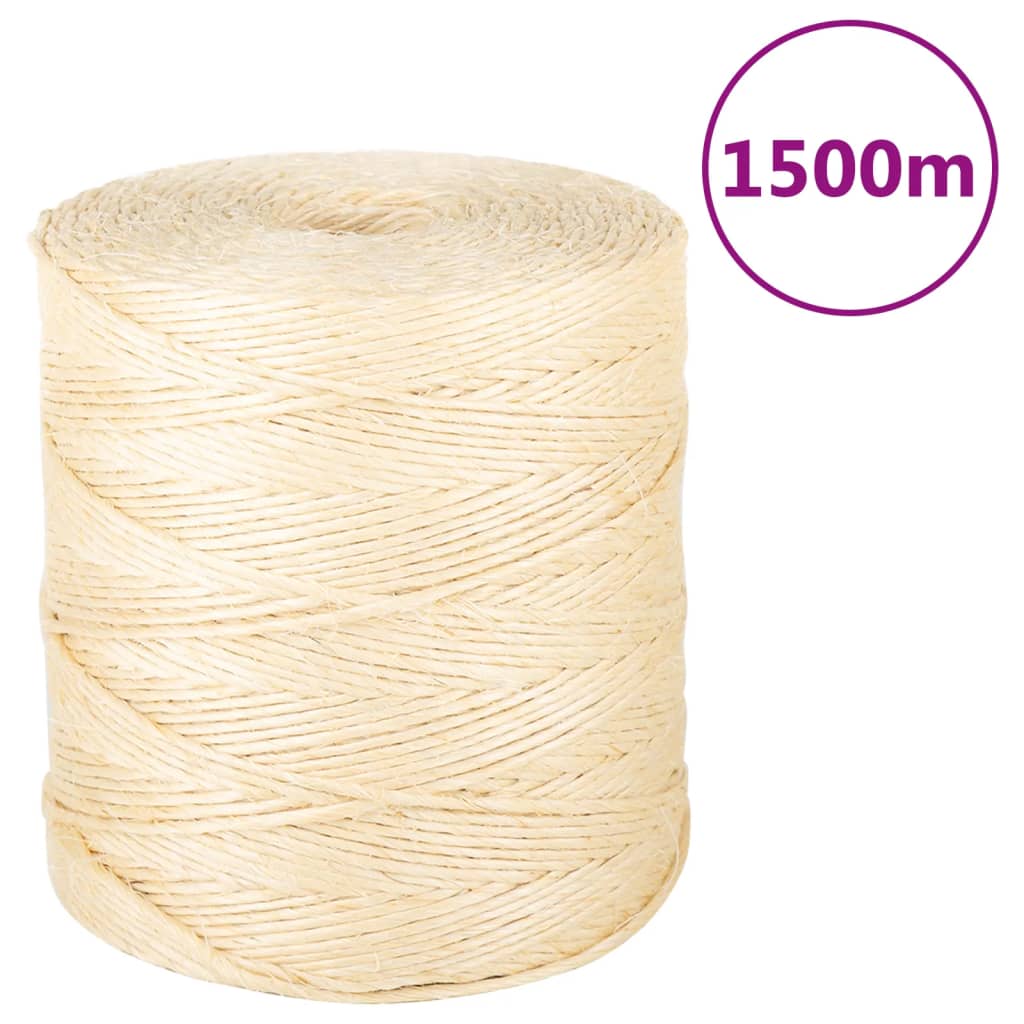 vidaXL Cuerda 100% sisal 2 mm 1500 m