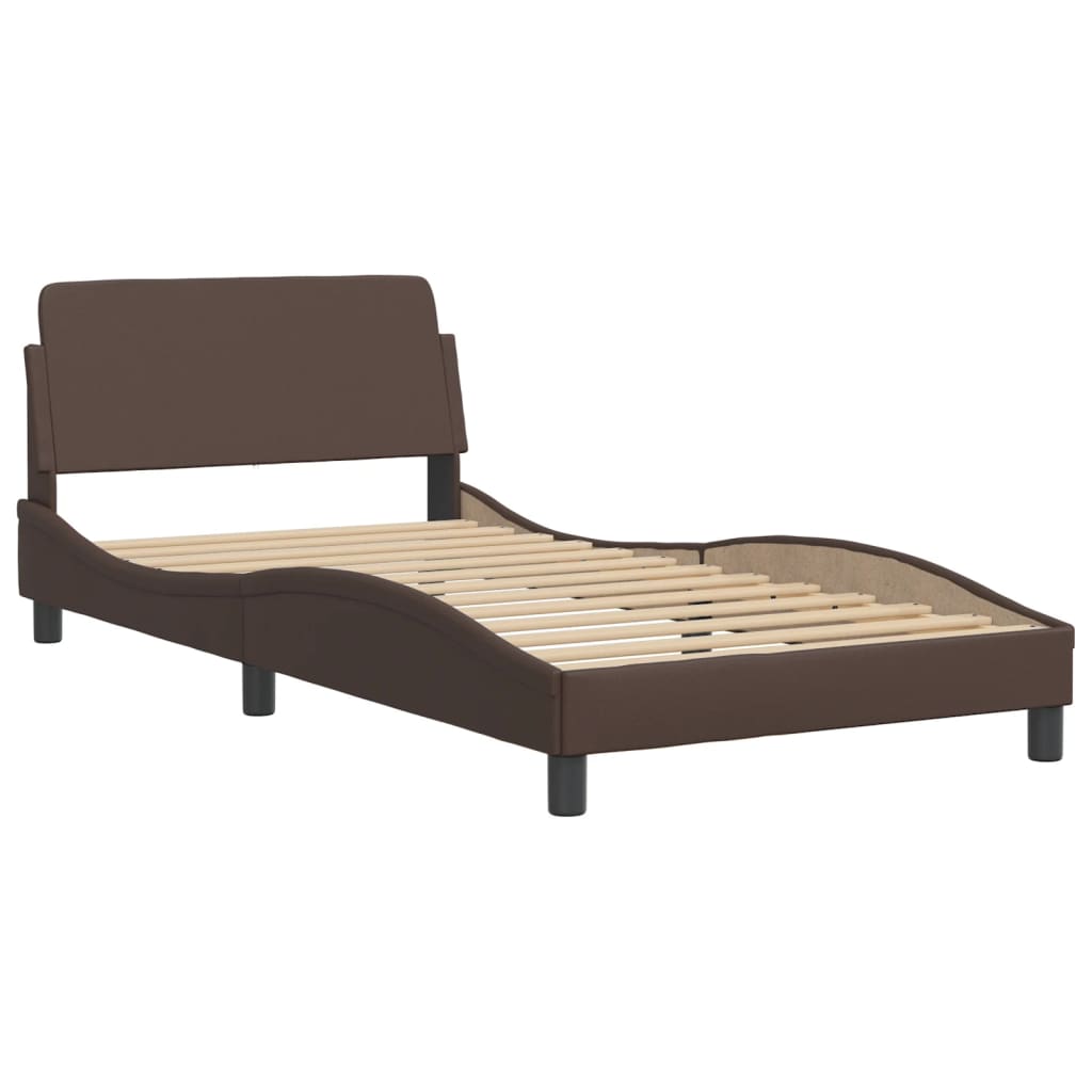 vidaXL Cama con colchón cuero sintético marrón 100x200 cm