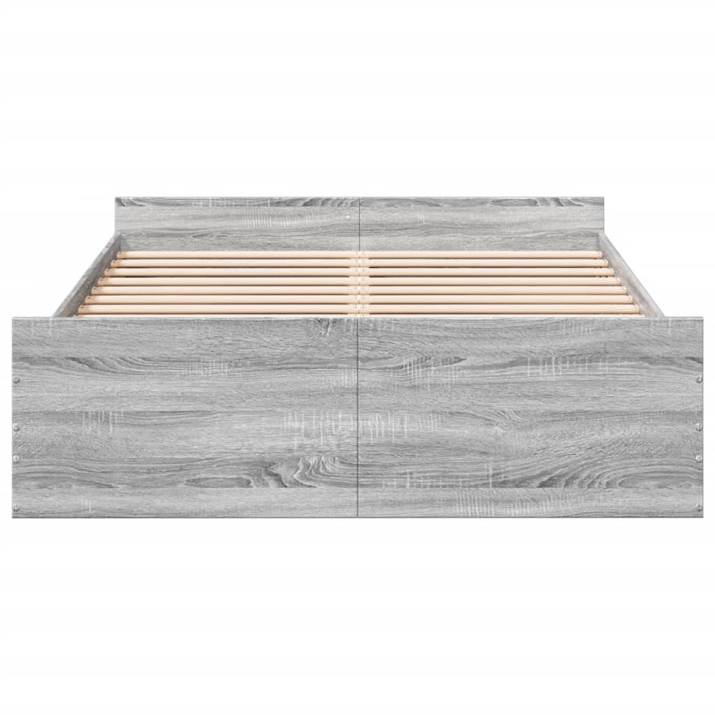 vidaXL Cama con cajones madera ingeniería gris Sonoma 120x200 cm