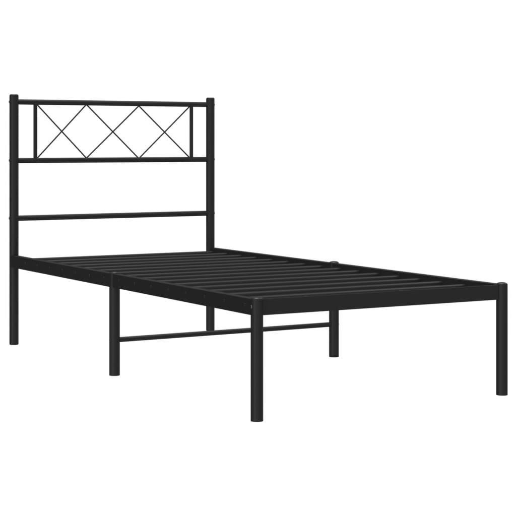 vidaXL Estructura cama sin colchón con cabecero metal negro 100x190 cm