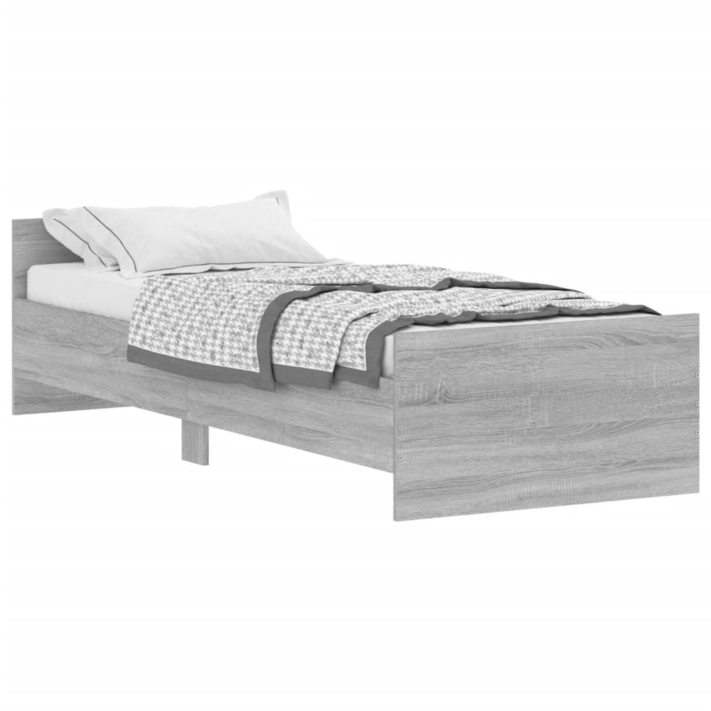 vidaXL Estructura de cama madera de ingeniería Sonoma gris 75x190 cm