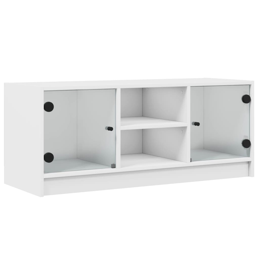 vidaXL Mueble de TV con puertas de vidrio blanco 102x37x42 cm