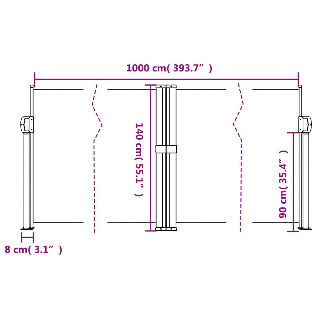 vidaXL Toldo lateral retráctil negro 140x1000 cm