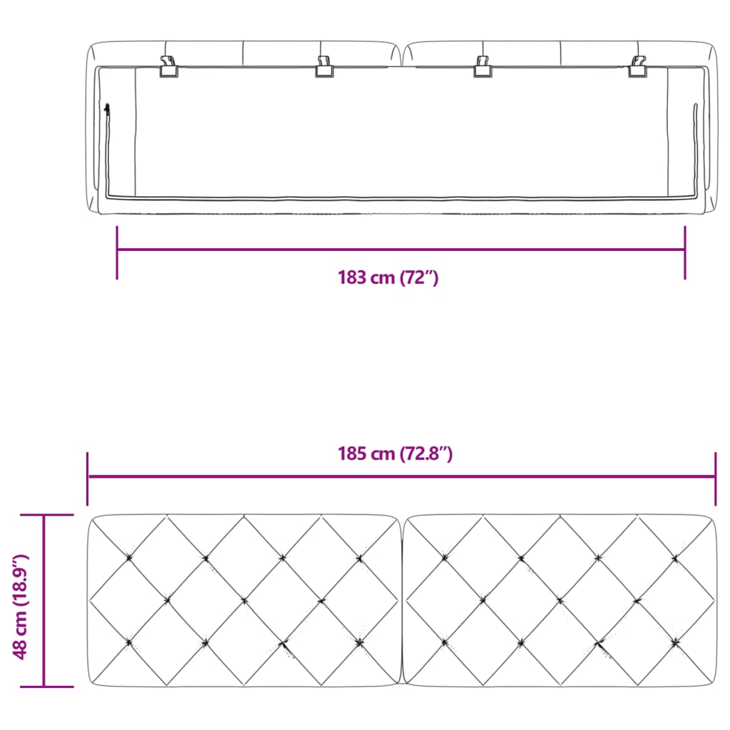 vidaXL Cabecero de cama acolchado terciopelo gris oscuro 180 cm