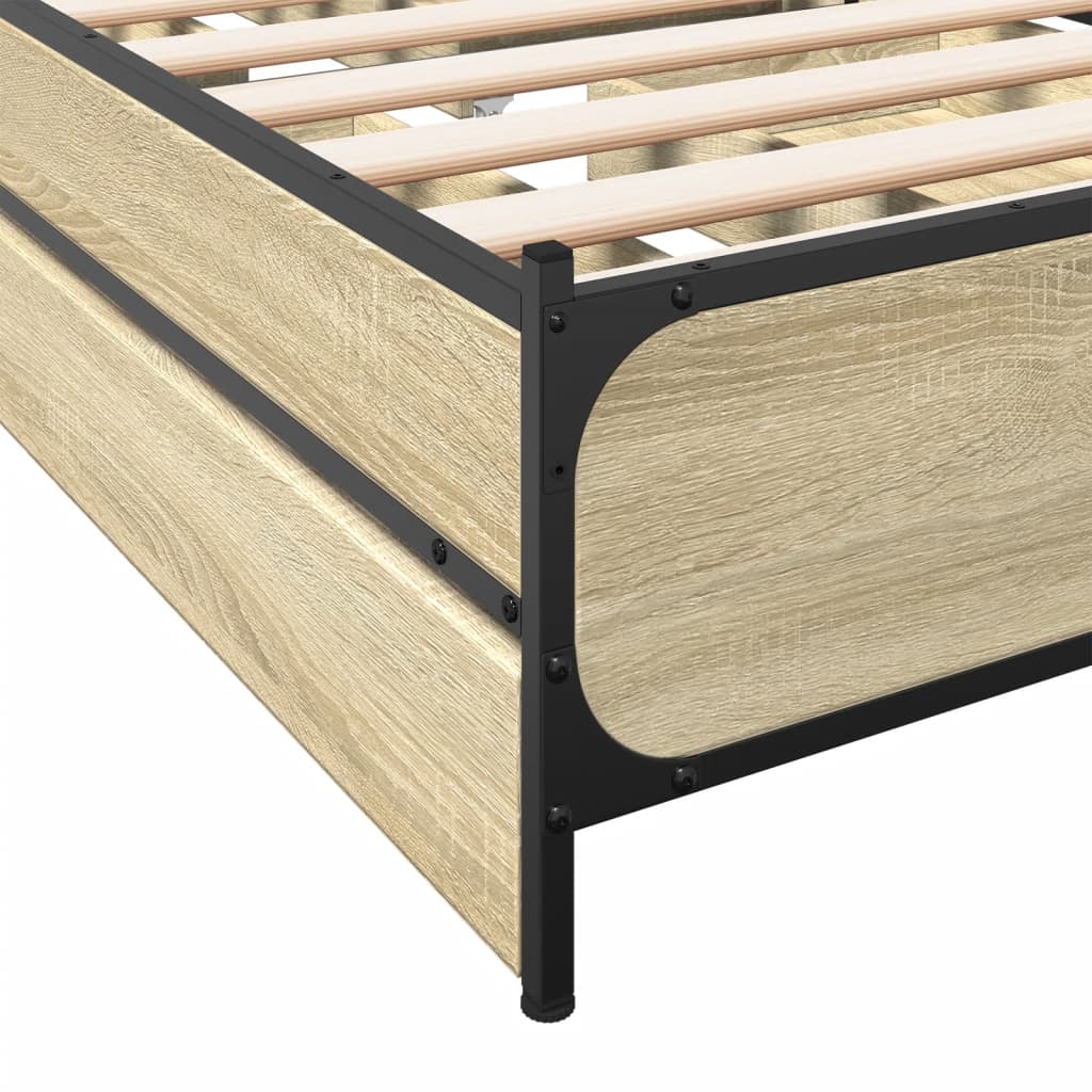 vidaXL Cama con cajones madera ingeniería roble Sonoma 90x200 cm