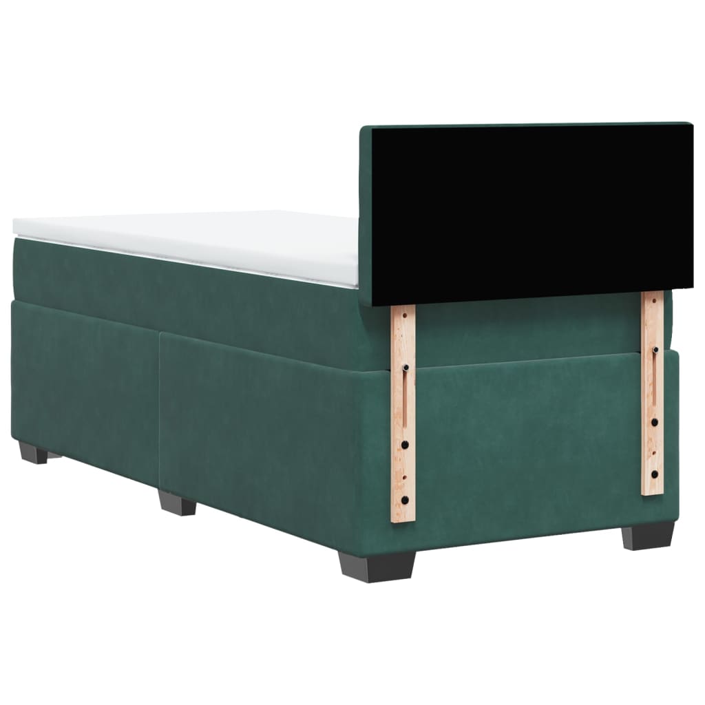 vidaXL Cama box spring con colchón terciopelo verde oscuro 100x200 cm