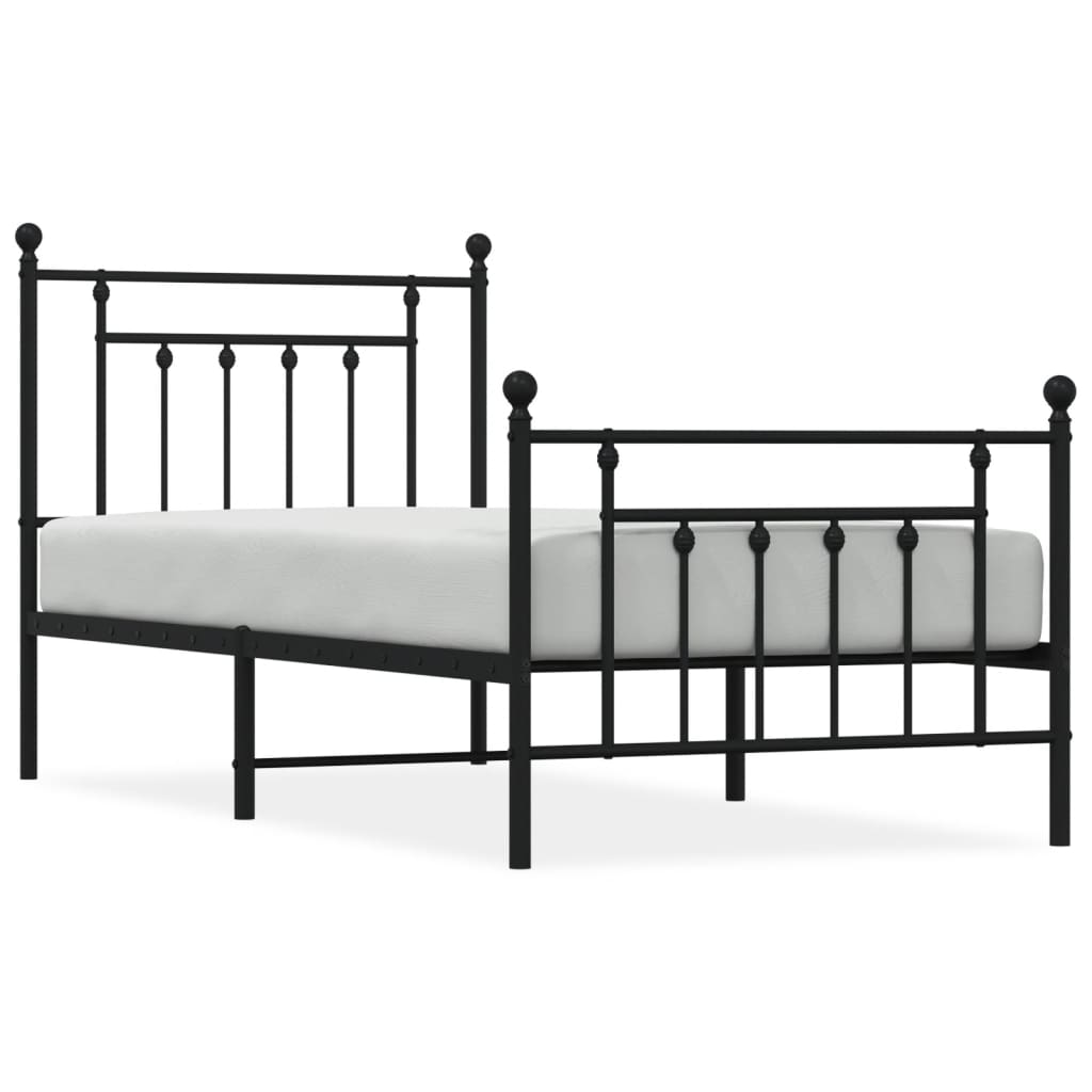 vidaXL Estructura cama sin colchón con estribo metal negro 90x190 cm