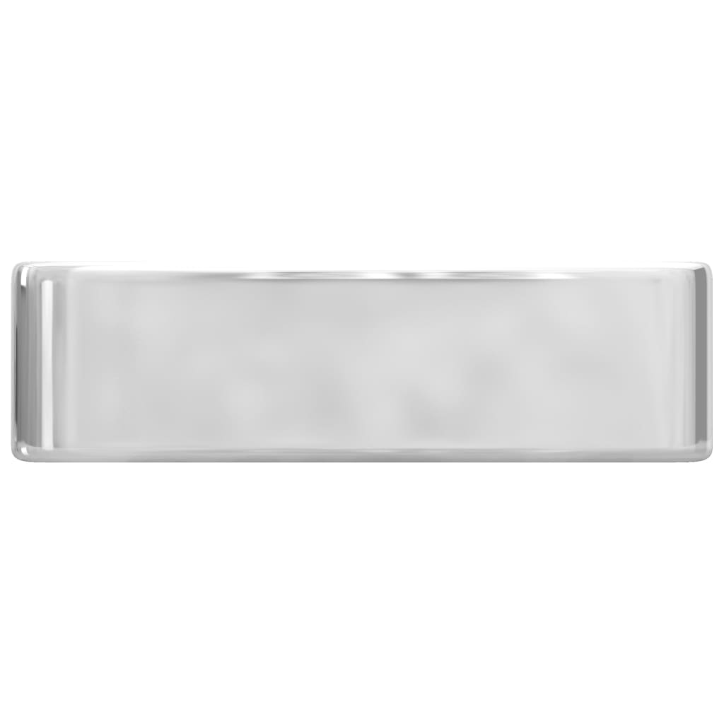 vidaXL Lavabo con orificio para grifo 48x37x13,5 cm cerámica plateado