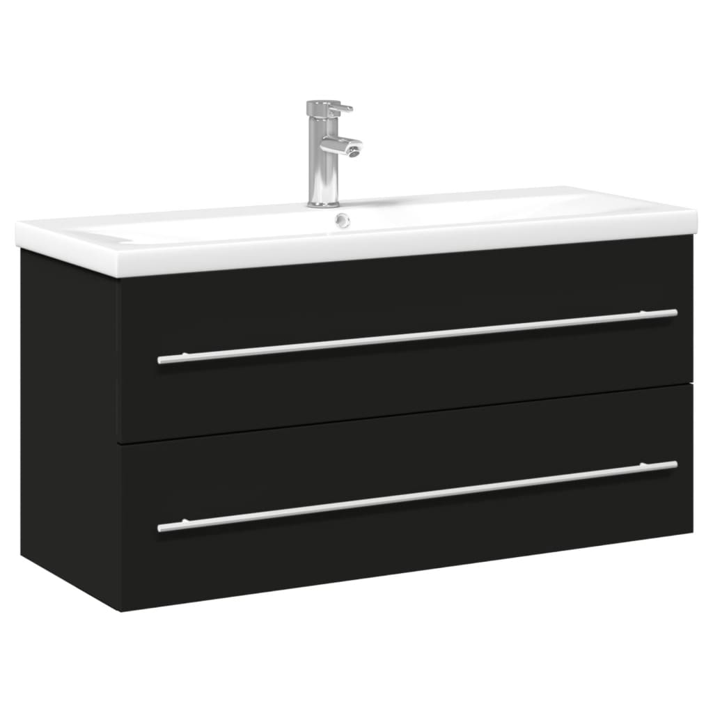 vidaXL Mueble de baño con lavabo integrado negro