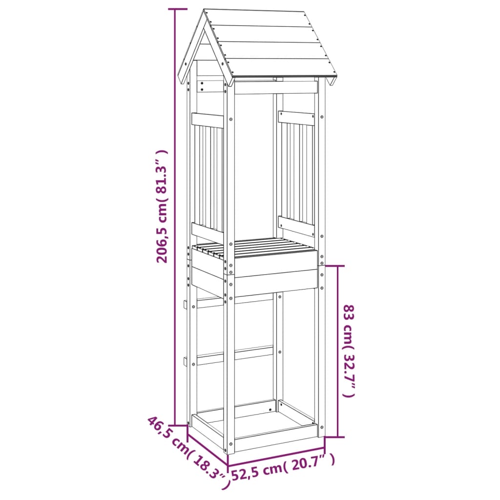 vidaXL Torre de juegos madera pino impregnada 52,5x46,5x206,5 cm