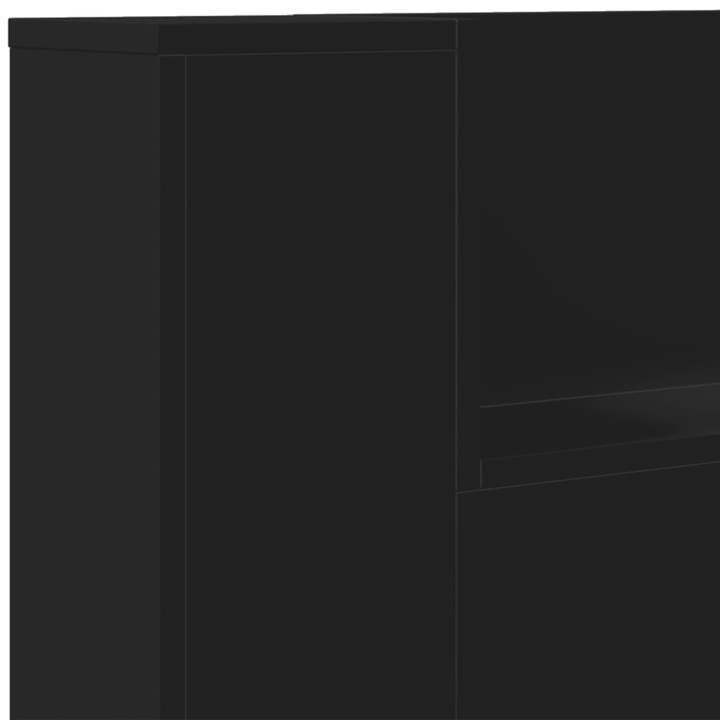 vidaXL Cabecero de cama con luz LED negro 160x16,5x103,5 cm