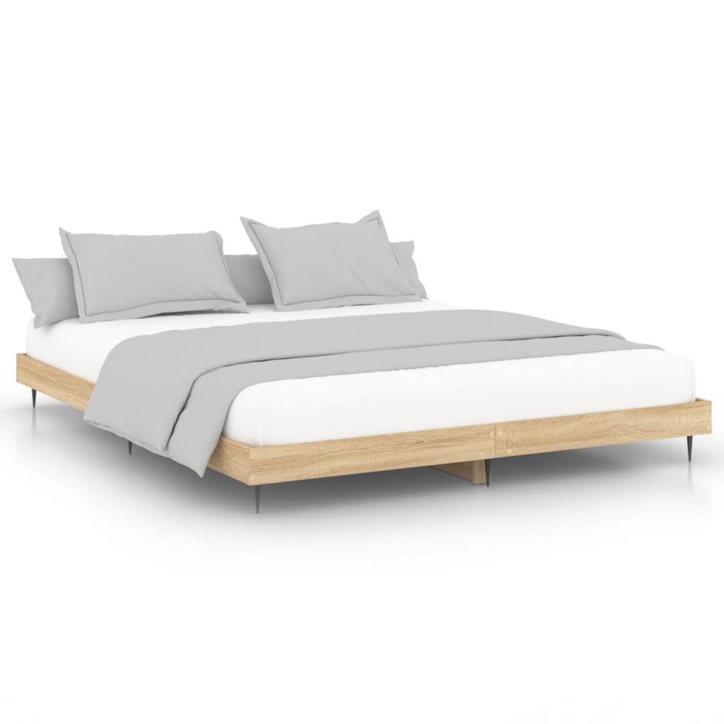 vidaXL Estructura de cama madera de ingeniería roble Sonoma 200x200 cm