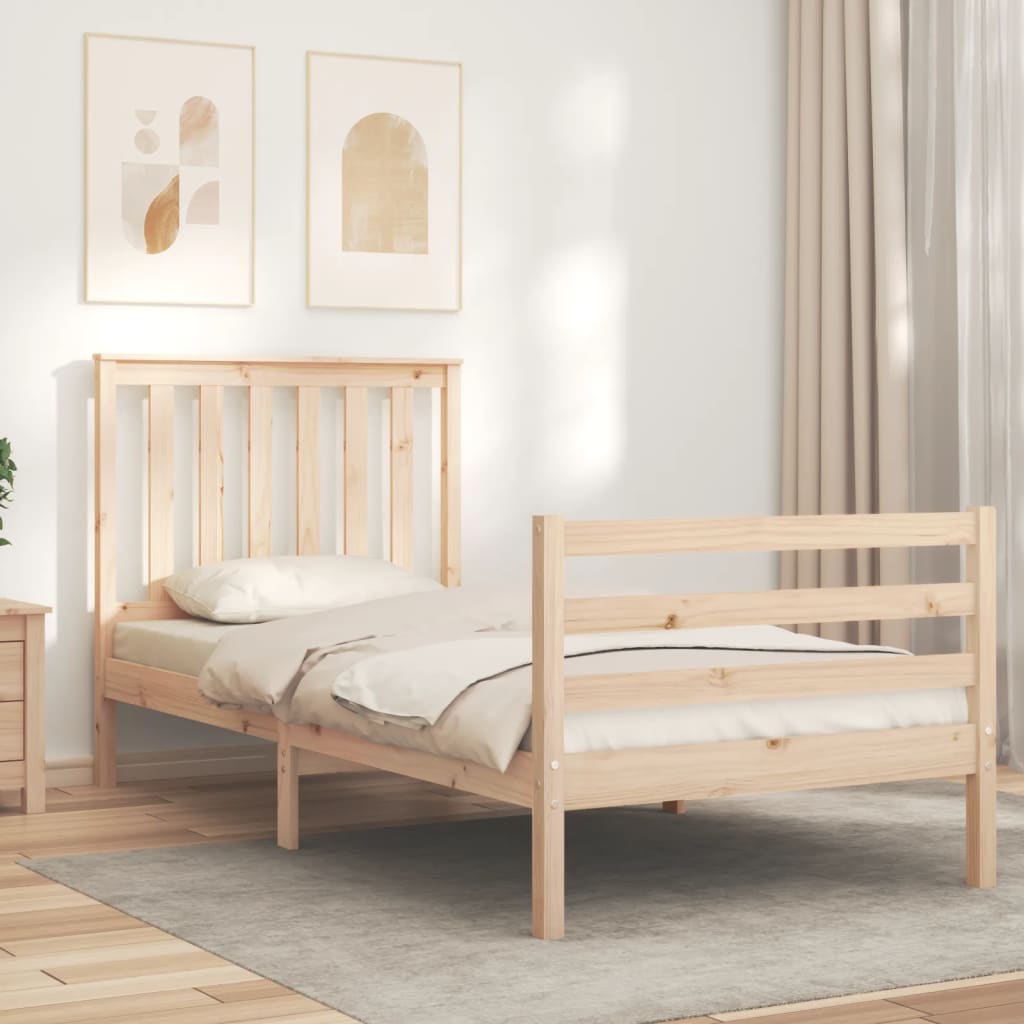 vidaXL Estructura de cama con cabecero madera maciza