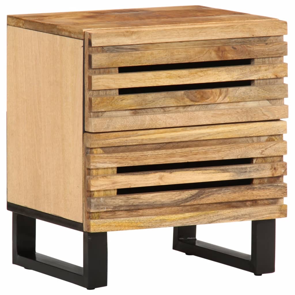 vidaXL Mesitas de noche 2 uds madera maciza mango rugosa 40x34x46 cm