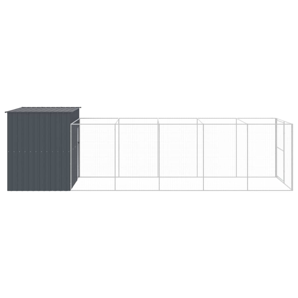 vidaXL Caseta perros con corral acero galvanizado gris 214x661x181 cm