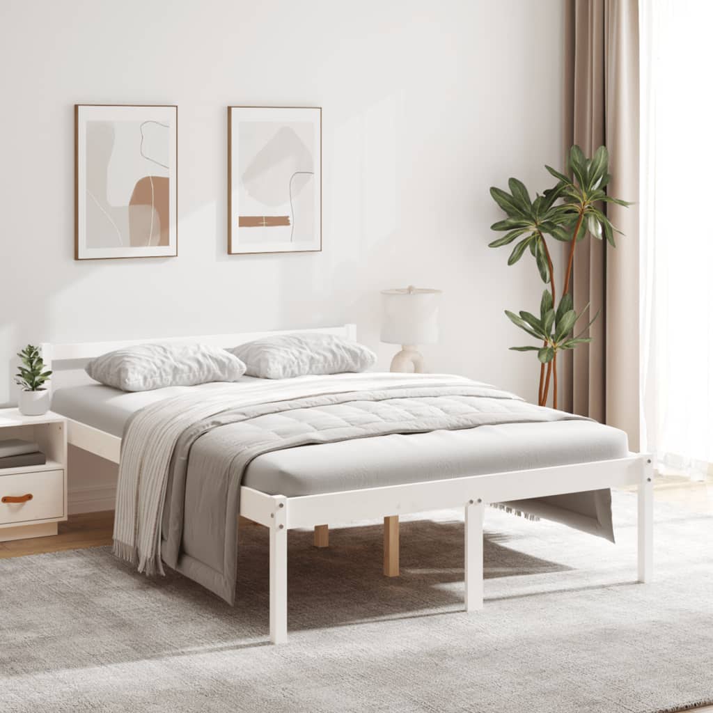 vidaXL Cama para personas mayores madera maciza pino blanca 120x200 cm