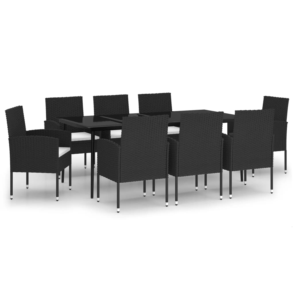 vidaXL Juego de comedor de jardín 9 piezas negro