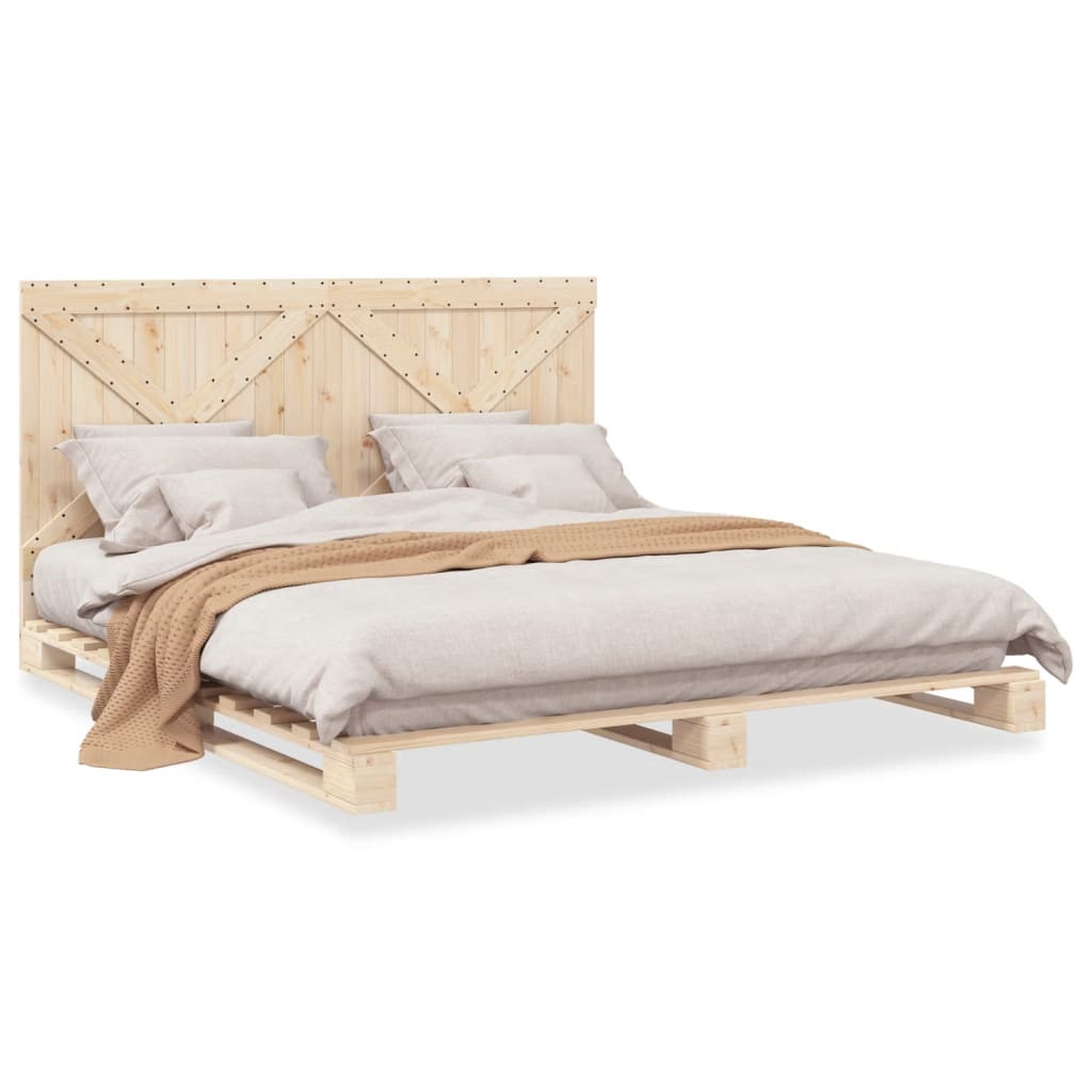 vidaXL Estructura de cama con cabecero madera maciza pino 180x200 cm