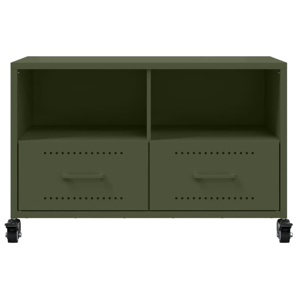 vidaXL Mueble de TV de acero verde oliva 68x39x43,5 cm