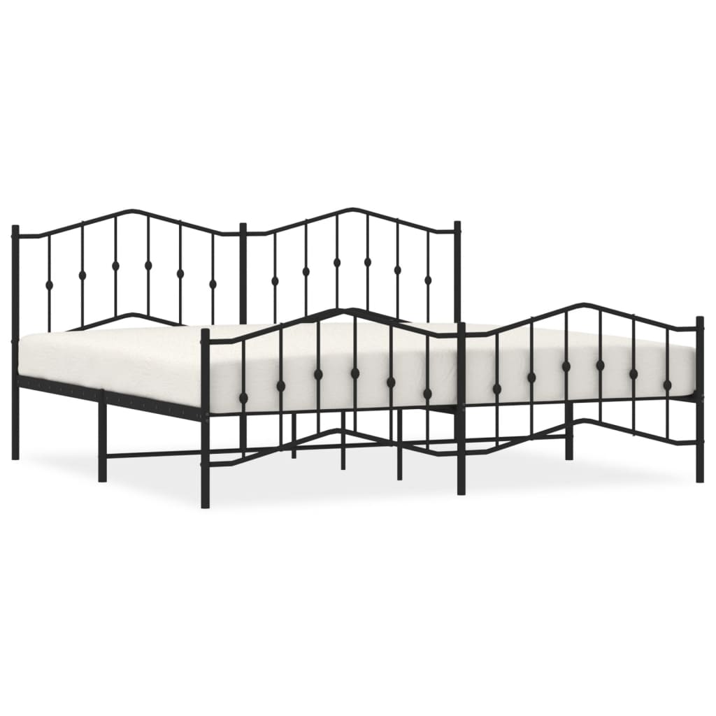 vidaXL Estructura cama sin colchón con estribo metal negro 193x203 cm