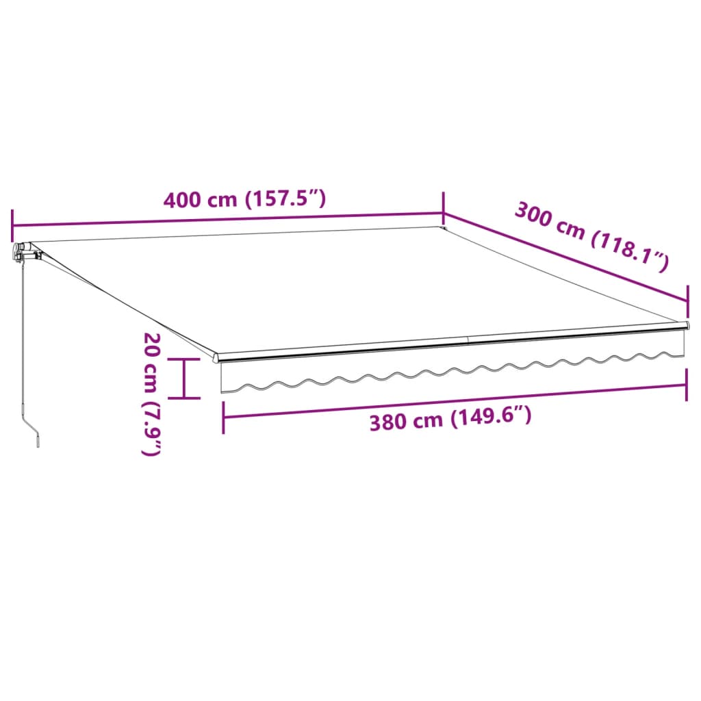 vidaXL Toldo retráctil manual marrón 400x300 cm