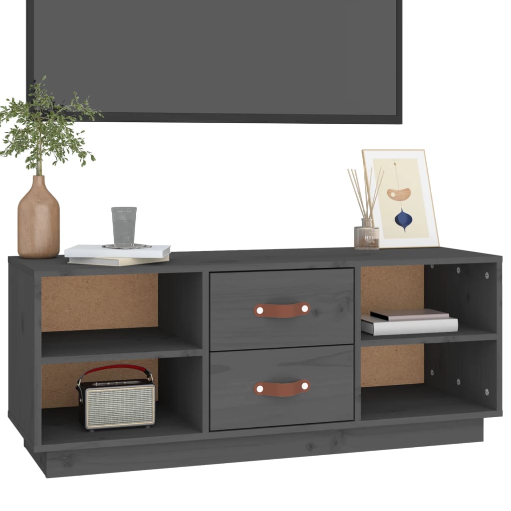 vidaXL Mueble de TV de madera maciza de pino gris 100x34x40 cm