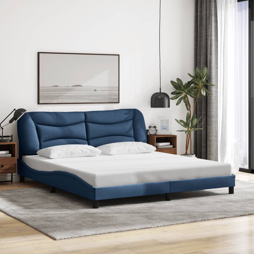 vidaXL Cama sin colchón tela azul 180x200 cm