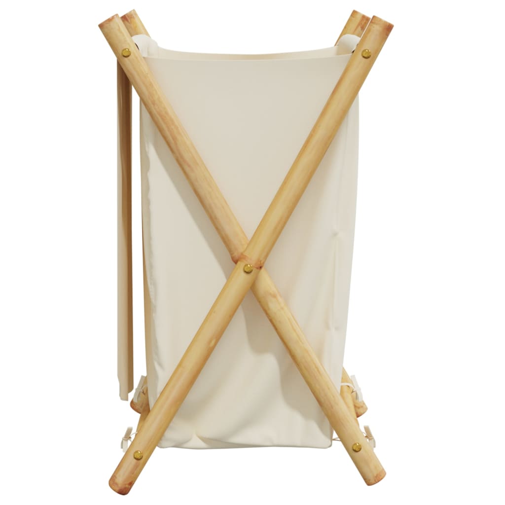 vidaXL Cesto de la ropa sucia de bambú blanco crema 41,5x36x63,5 cm