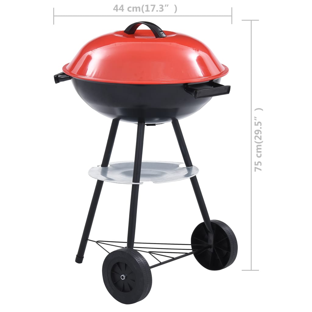 vidaXL Barbacoa de carbón portátil con ruedas XXL 44 cm