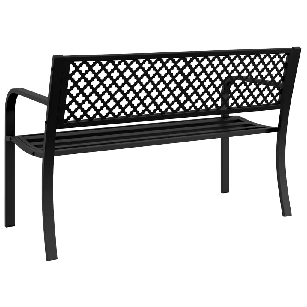 vidaXL Banco de jardín de acero negro 119 cm