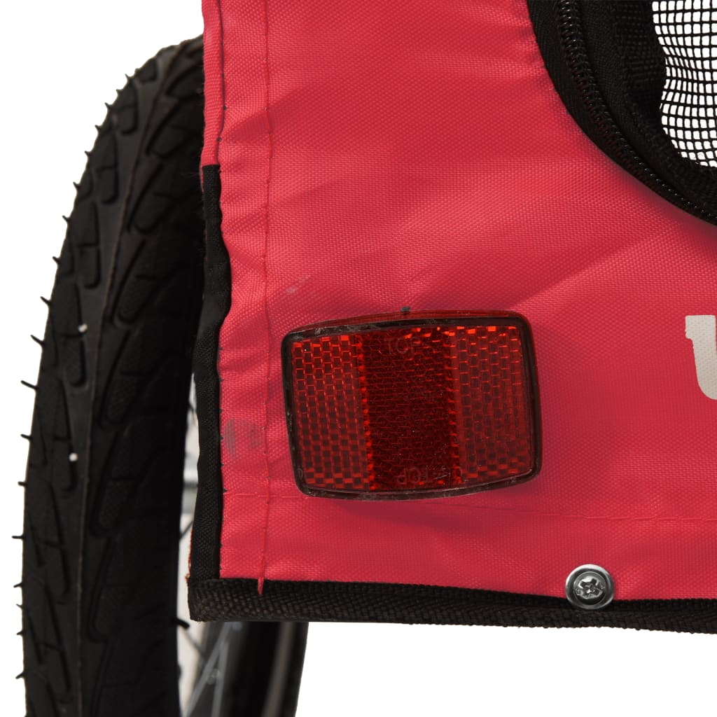 vidaXL Remolque de bicicleta mascotas hierro tela Oxford rojo negro