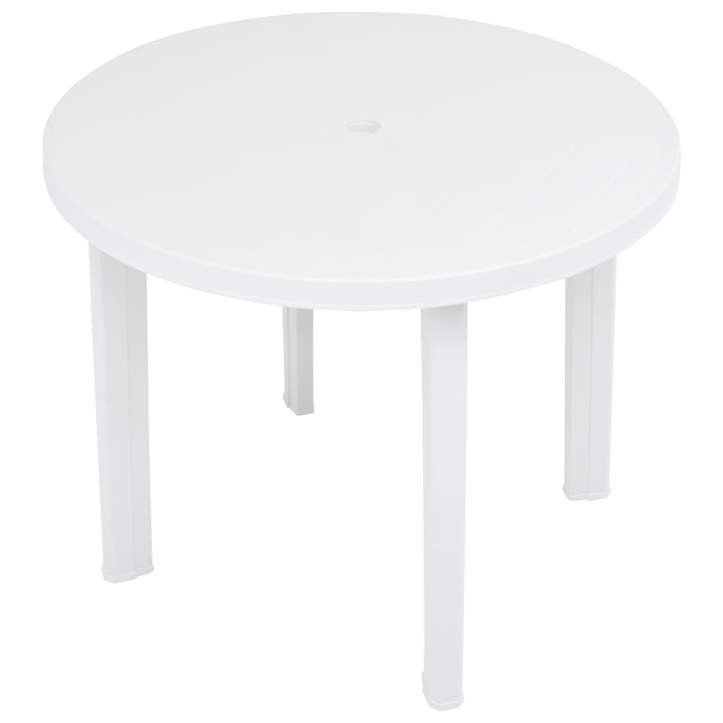 vidaXL Mesa de jardín de plástico blanco 89 cm