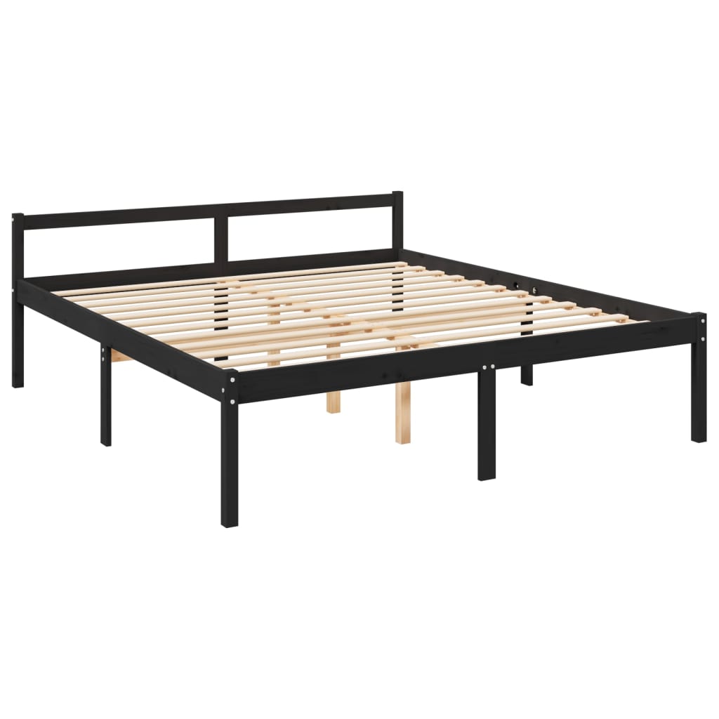 vidaXL Cama personas mayores cabecero madera maciza negro 200x200 cm