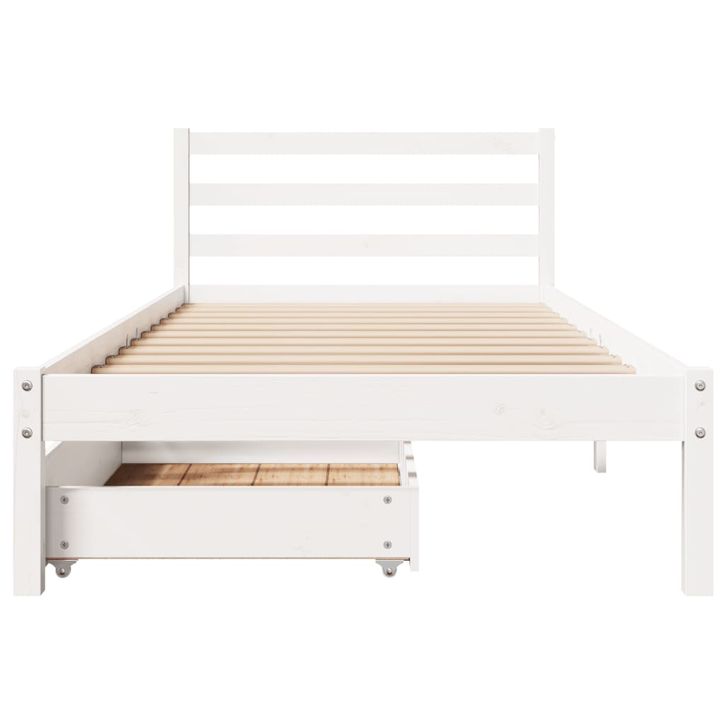 vidaXL Estructura de cama sin colchón madera maciza blanca 75x190 cm