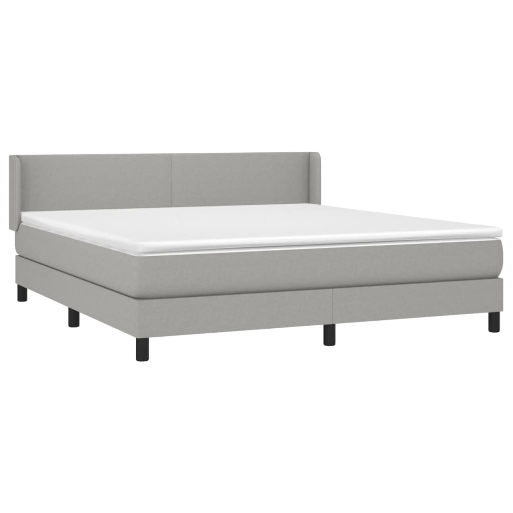 vidaXL Cama box spring con colchón tela gris claro 160x200 cm