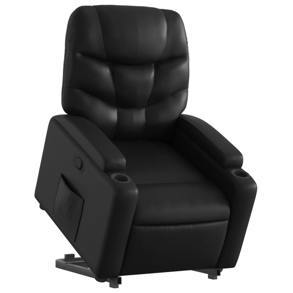 vidaXL Sillón reclinable elevable cuero artificial negro