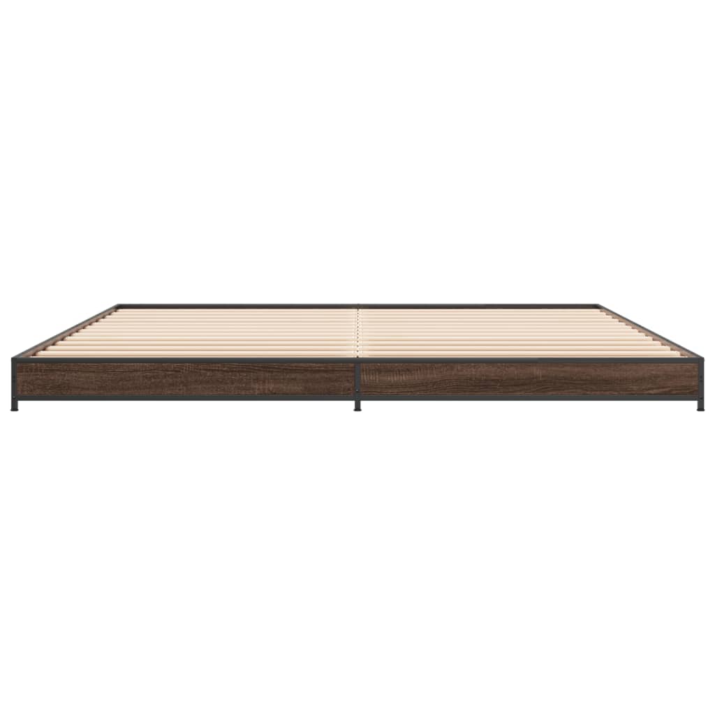 vidaXL Estructura cama madera ingeniería metal marrón roble 160x200 cm