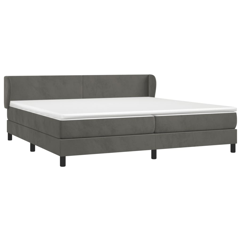 vidaXL Cama box spring con colchón terciopelo gris oscuro 200x200 cm