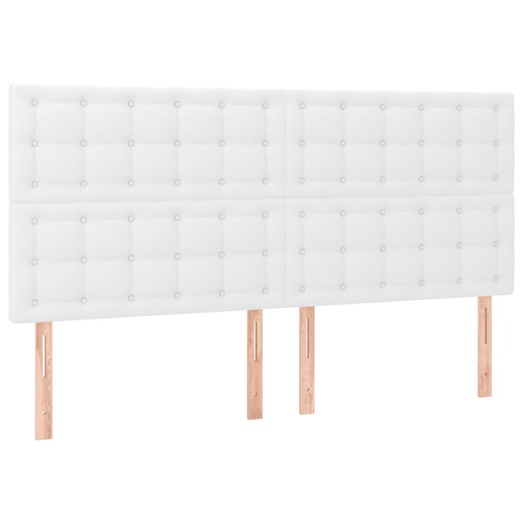 vidaXL Estructura de cama cabecero cuero sintético blanco 180x200 cm