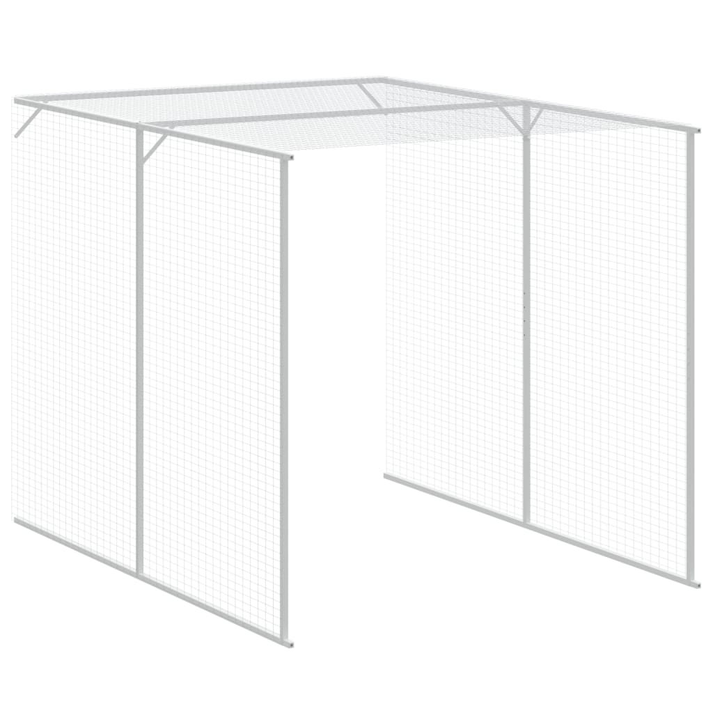 vidaXL Gallinero con corral acero galvanizado gris claro 165x659x181cm