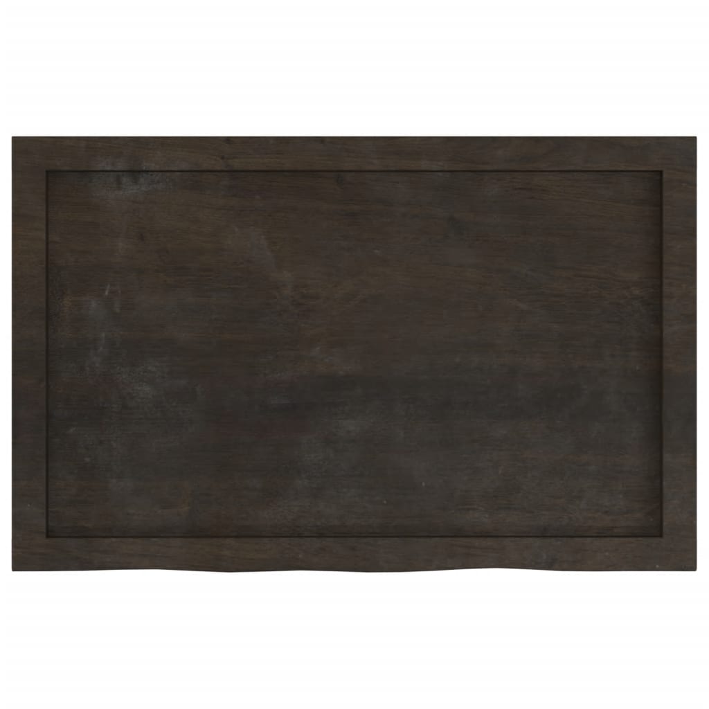 vidaXL Encimera baño madera maciza tratada marrón oscuro 80x50x(2-6)cm