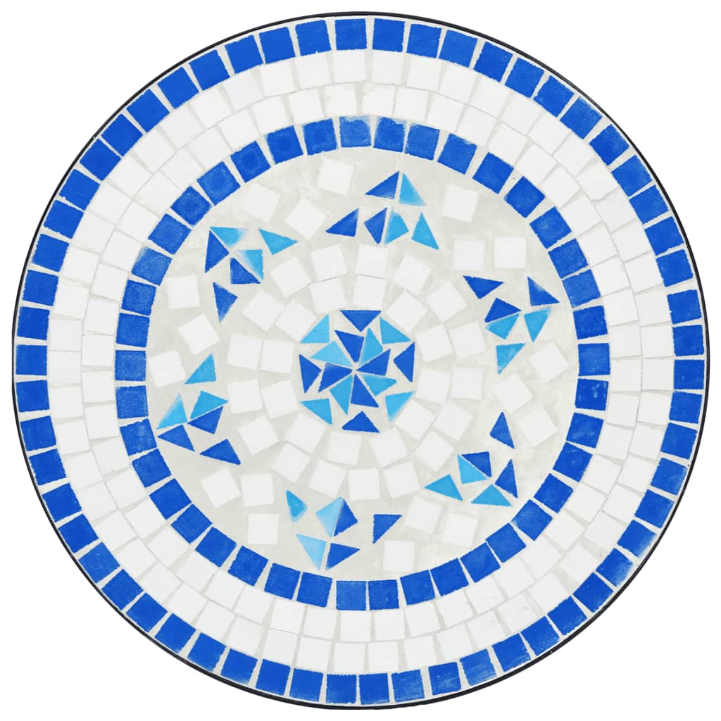 vidaXL Mesa de bistró de mosaico cerámica azul y blanco Ø50x70 cm