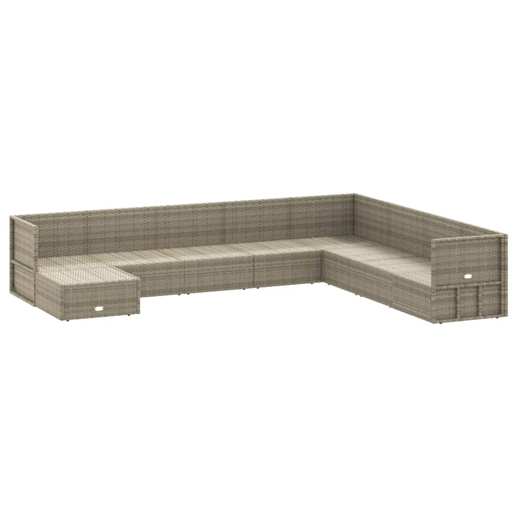 vidaXL Set de muebles de jardín 9 pzas y cojines ratán sintético gris